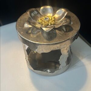 Slatkin & Co. Metallic Floral Candle Holder
